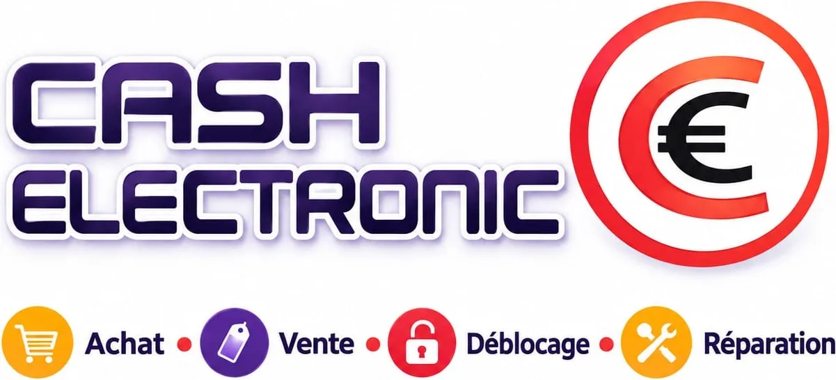 Logo CASH ELECTRONIC avec symbole euro cerclé de rouge